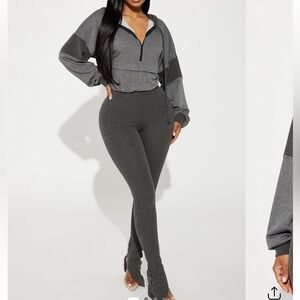 Fashion Nova Charcoal Ribbed Jumpsuit
